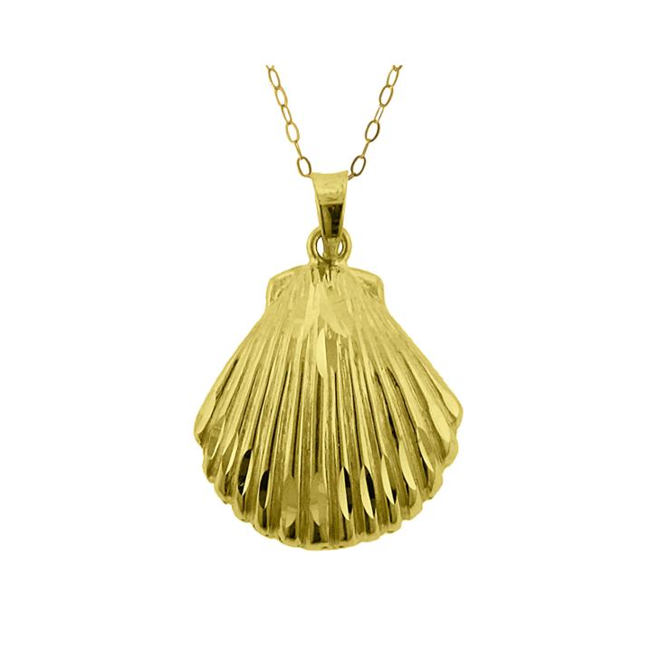 10k Yellow Gold Seashell Pendant Necklace