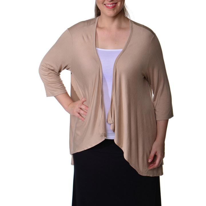 24/7 Comfort Apparel Open Shrug Cardigan Plus