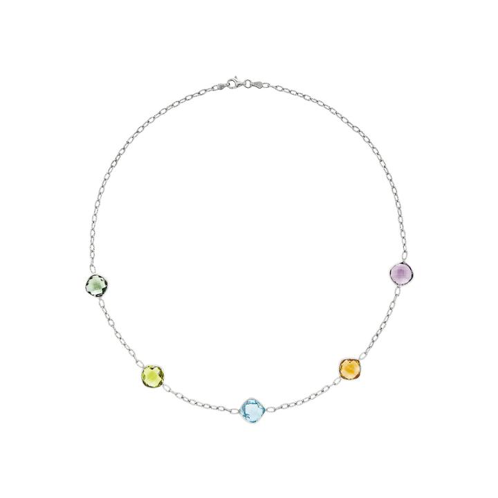 Genuine Multi Gemstone Sterling Silver Necklace