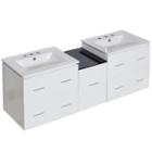 61.5-in. W Wall Mount White Vanity Set For 3h8-in. Drilling