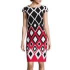 R & K Originals Cap-sleeve Diamond-print Shift Dress