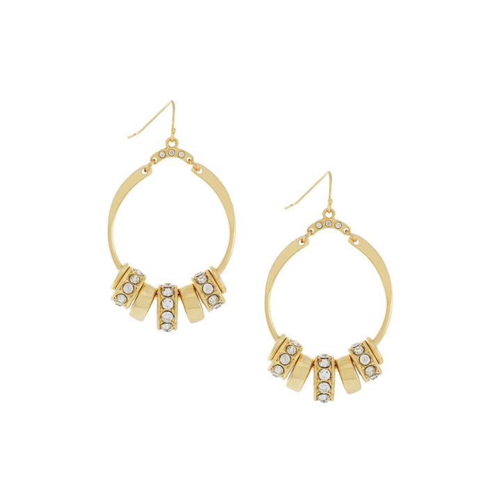 Nicole By Nicole Miller Gold-tone Crystal Hoop Earrings