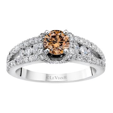 Grand Sample Sale By Le Vian Bridal Chocolate & Vanilla Diamonds Ring In 14k Vanilla Gold