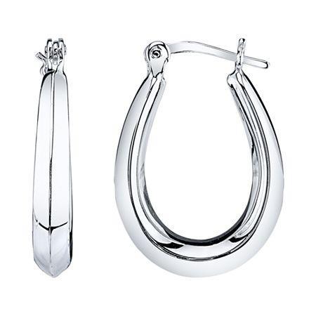 Sterling Silver Puff Hoop Earrings