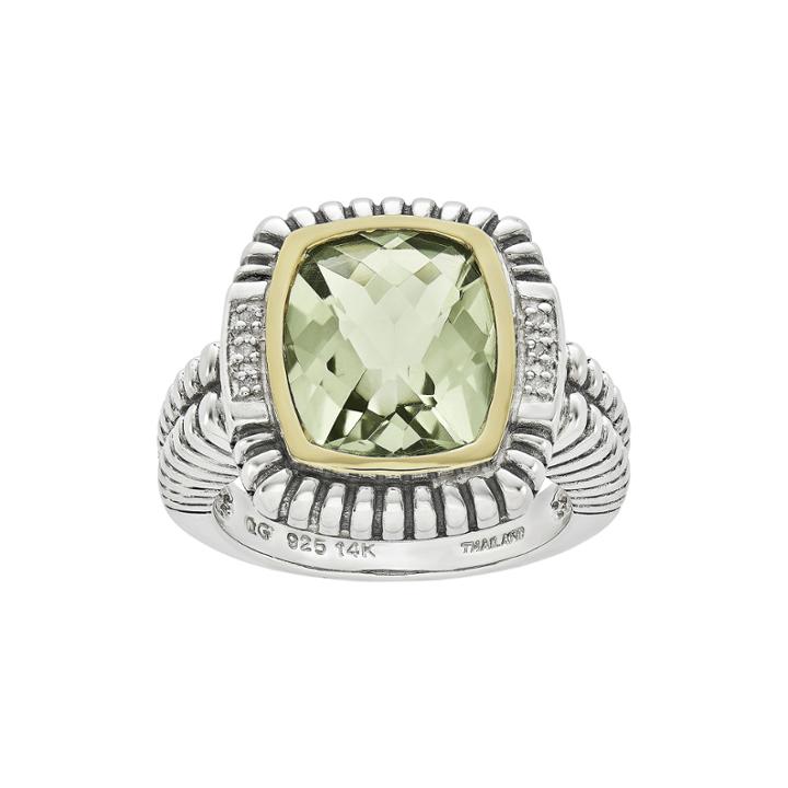 Shey Couture Genuine Green Quartz And Diamond-accent Sterling Silver Ring