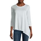 Liz Claiborne 3/4 Sleeve Asymmetric Hem T-shirt