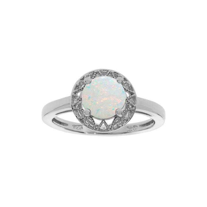 Lab-created Opal Filigree Sterling Silver Ring