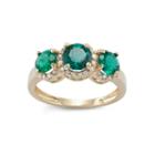 Lab Created Emerald And 1/4c.t. T.w.diamond 10k Yellow Gold Ring