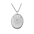 Sterling Silver Us Coast Guard Emblem Locket Pendant Necklace