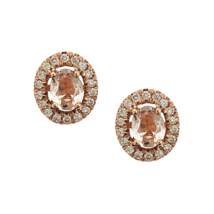 Limited Quantities! 1/5 Ct. T.w. Oval Pink Morganite 14k Gold Stud Earrings