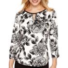 Worthington 3/4-sleeve Keyhole Blouse - Petite