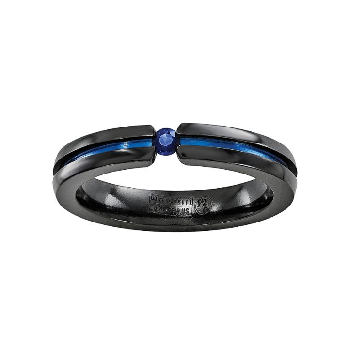 Edward Mirell Mens Blue Sapphire Titanium Wedding Band