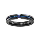 Edward Mirell Mens Blue Sapphire Titanium Wedding Band