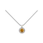 Womens Diamond Accent Yellow Citrine Sterling Silver Pendant Necklace