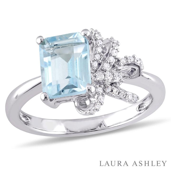 Laura Ashley Womens Genuine Blue Blue Topaz Sterling Silver Cocktail Ring
