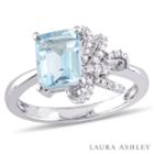 Laura Ashley Womens Genuine Blue Blue Topaz Sterling Silver Cocktail Ring