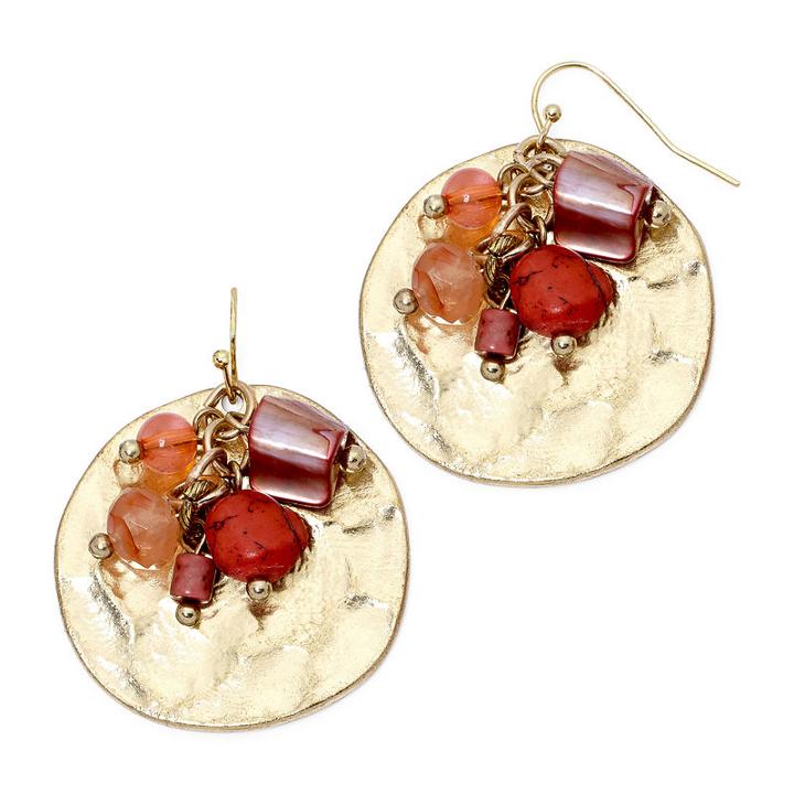 Aris By Treska Large Disc With Bead Cluster Earrings