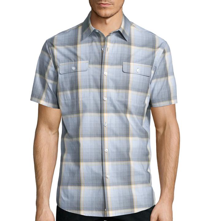 Claiborne Short Sleeve Plaid Woven Shirt