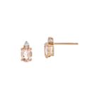 Oval Genuine Morganite And Diamond-accent 14k Rose Gold Stud Earrings