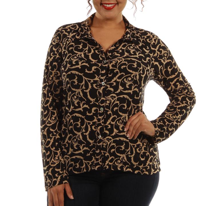 24/7 Comfort Apparel Cream & Black Swirl Bandeau Plus