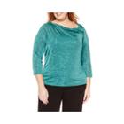 Liz Claiborne 3/4-sleeve Twistneck Spacedye Top - Plus