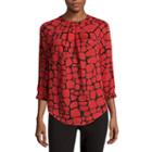 Liz Claiborne 3/4-sleeve Front-knot Raglan Top