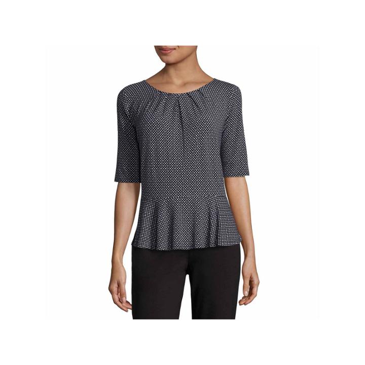 Liz Claiborne Short Sleeve Peplum Top-talls