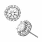 White Sapphire Sterling Silver 8mm Round Stud Earrings