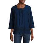 St. John's Bay 3/4 Sleeve Eyelet Blouse