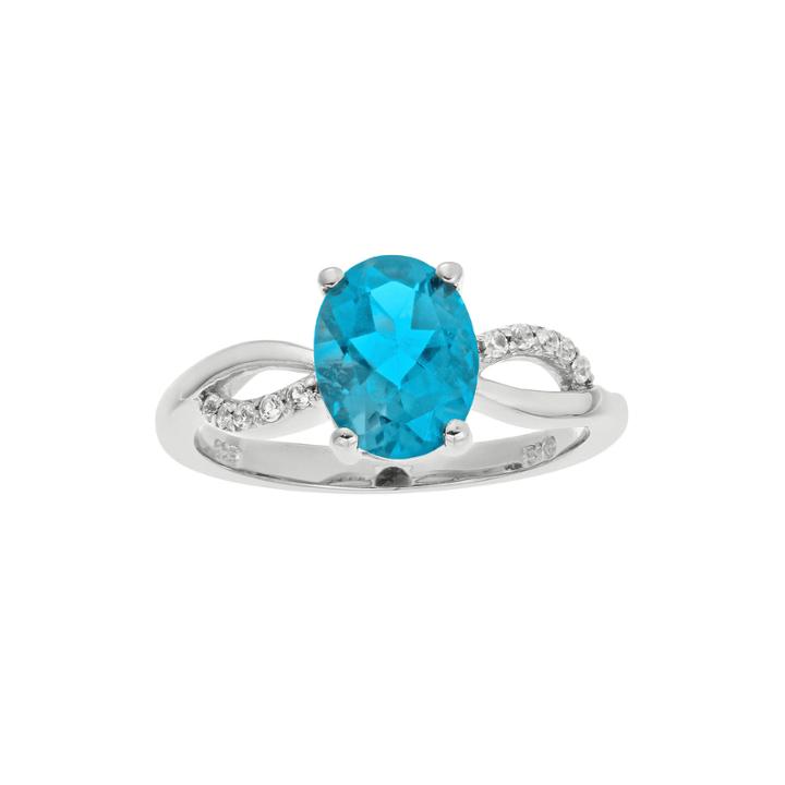 1/10 Ct. T.w. Diamond And Genuine Topaz Sterling Silver Ring