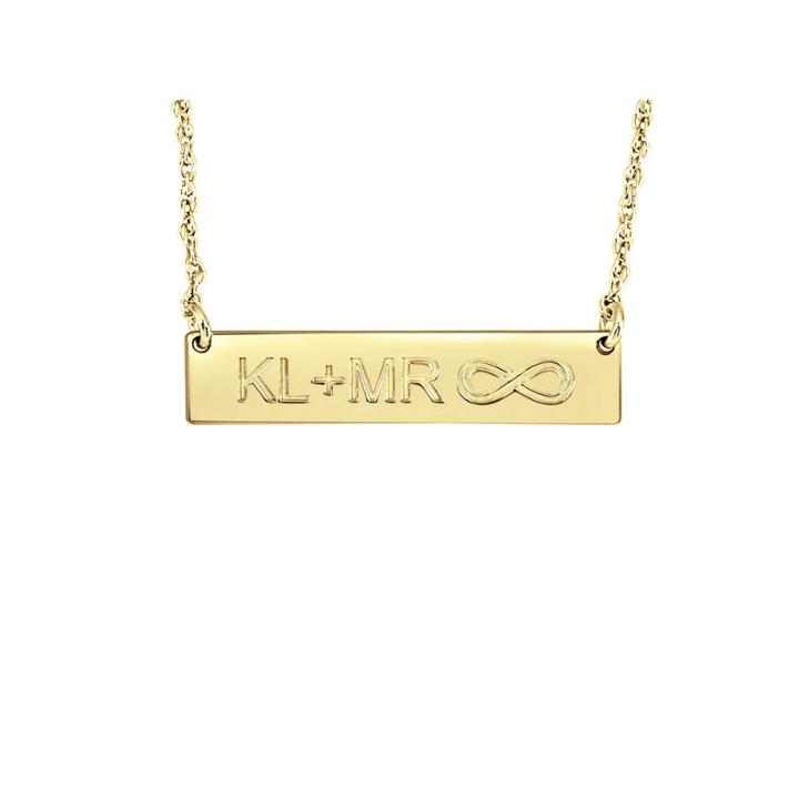 Personalized Couples Initials And Infinity Bar Necklace