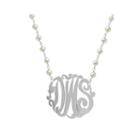 Personalized Sterling Silver 32mm Cultured Freshwater Pearl Chain Monogram Necklace
