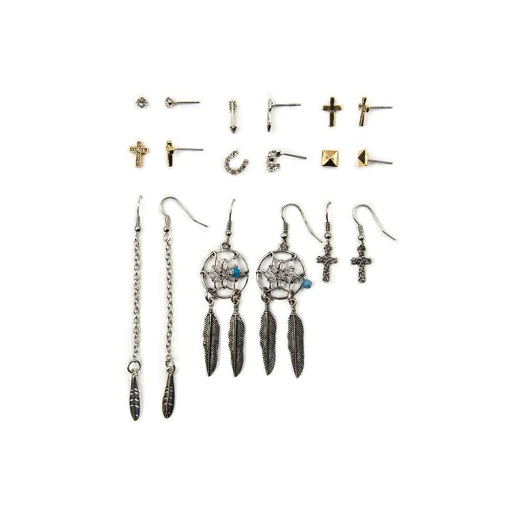 Arizona 9 Pair Clear Earring Sets