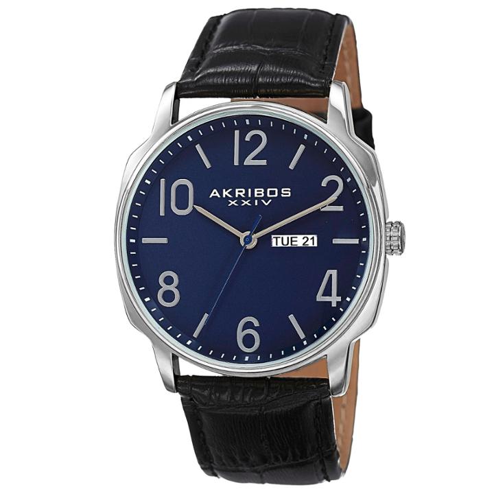 Akribos Xxiv Mens Black Strap Watch-a-801bu