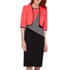 Maya Brooke 3/4-sleeve Color Block Jacket Dress