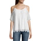 Trixxi 3/4 Sleeve Round Neck Nylon Blouse-juniors