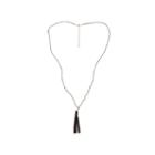 Decree Simulated Pearl Gold-tone Leather Tassel Necklace