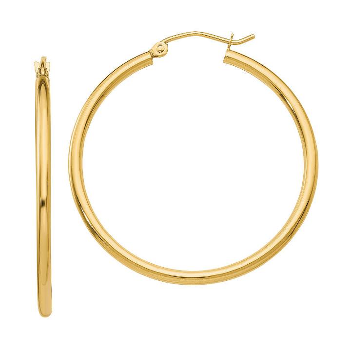 10k Gold 31mm Round Hoop Earrings