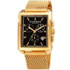 Akribos Xxiv Mens Gold Tone Strap Watch-a-918ygb