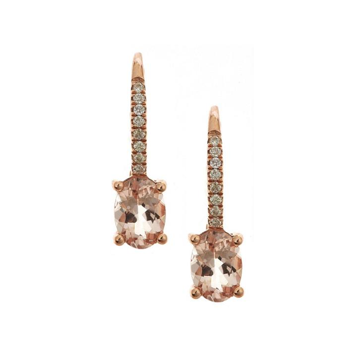 Limited Quantities! 1/10 Ct. T.w. Pink Morganite 14k Gold Drop Earringss