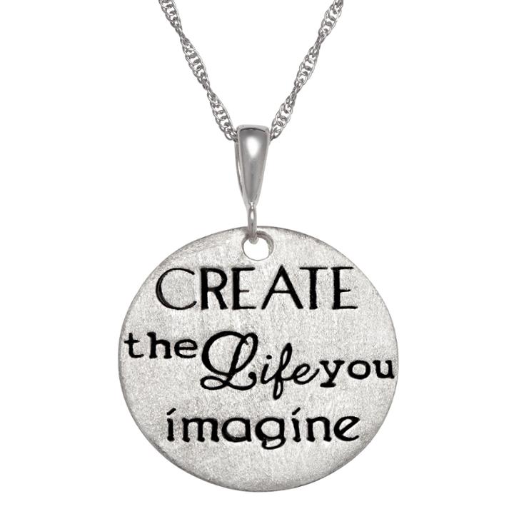 Personalized Sterling Silver Create The Life You Imagine Engravable Pendant Necklace