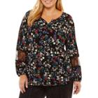 Liz Claiborne Lace Insert Tee- Plus