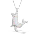 Womens Diamond Accent Lab Created White Opal Pendant Necklace
