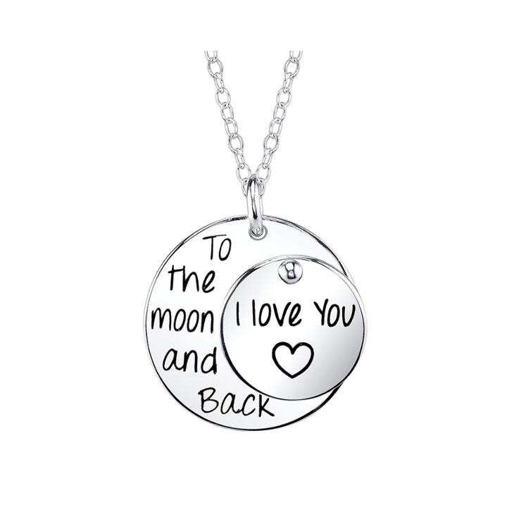 Sterling Silver I Love You To The Moon And Back Double Pendant Necklace