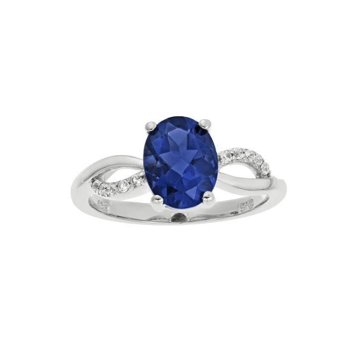 Lab-created Sapphire And 1/10 Ct. T.w. Diamond Sterling Silver Ring