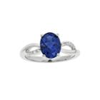 Lab-created Sapphire And 1/10 Ct. T.w. Diamond Sterling Silver Ring