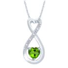 Womens Diamond Accent Genuine Green Peridot Heart Pendant