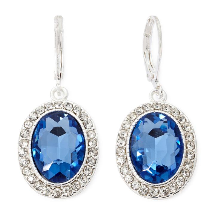 Monet Blue Stone And Silver-tone Drop Earrings