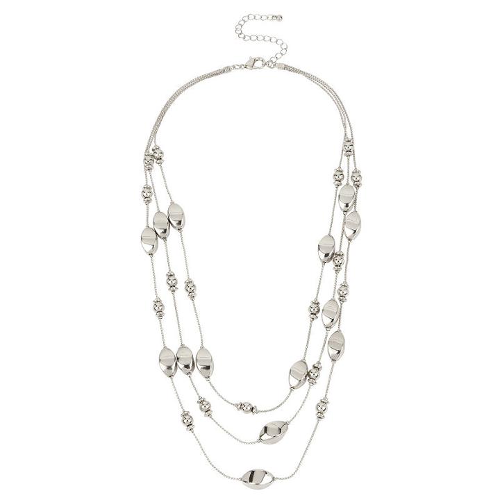 3 Row Silver Illusion Bead Necklace