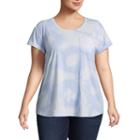 A.n.a Short Sleeve Scoop Neck Cloudy Wash T-shirt-womens Plus